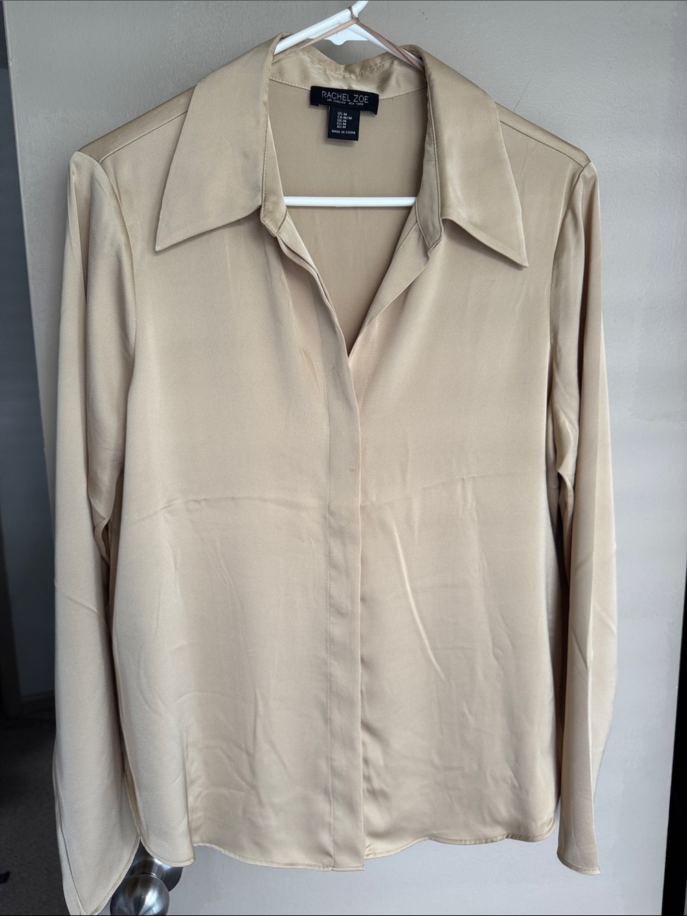 Rachel Zoe Soft Cream Collared Silk Blouse